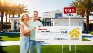 House with a "Sold" sign, representing a fast cash sale.